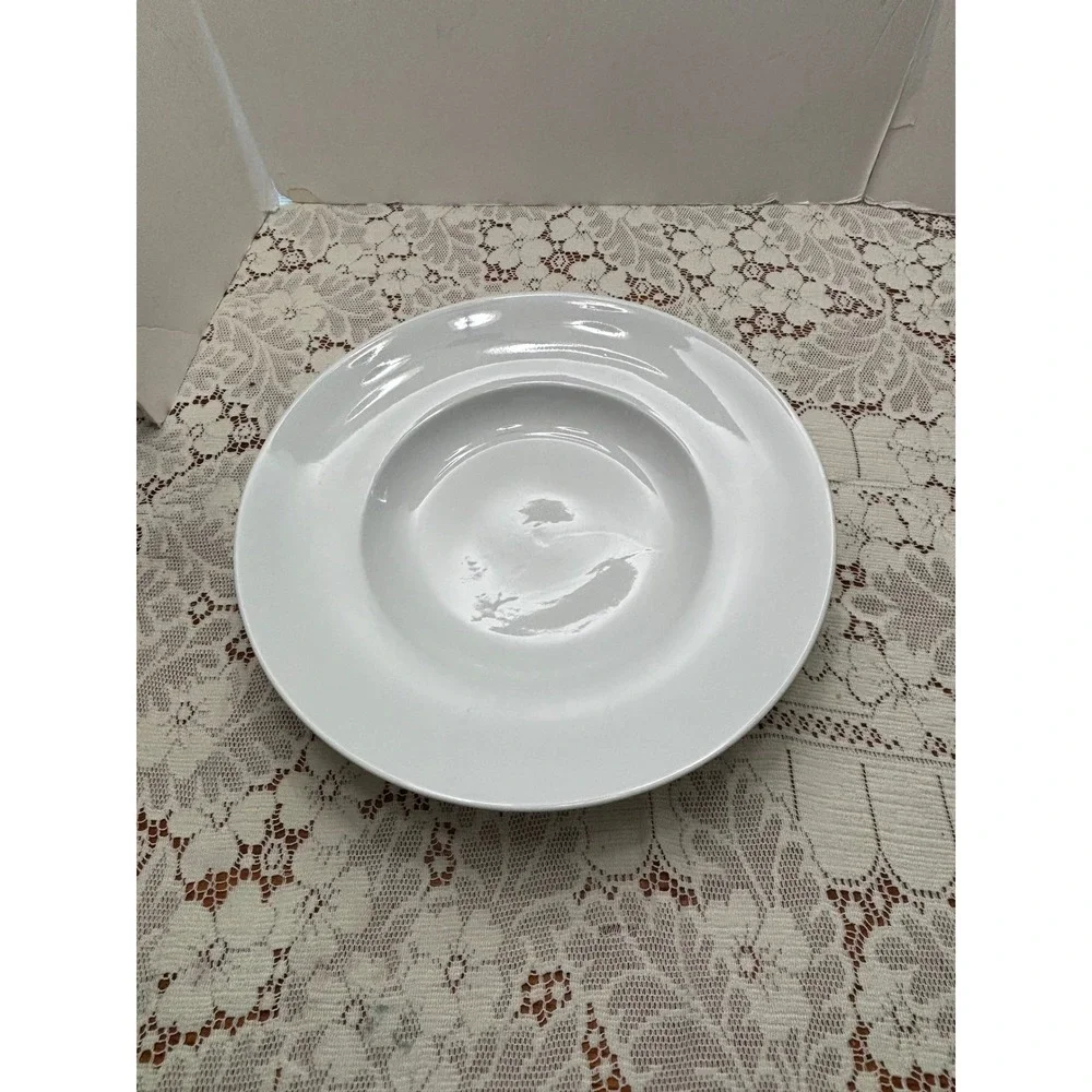 Basic Porcelana White 16 Inch Large Pasta Bowl Rimmed Soup Plate Serving Dish
